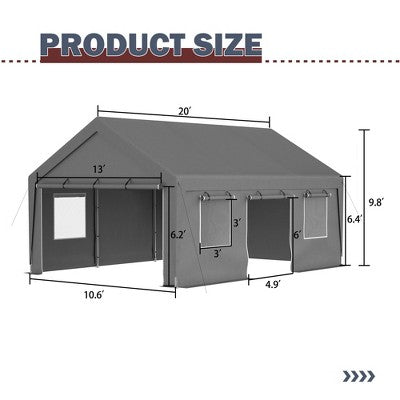 Zadaszenie 13×20 ft z dwiema bramami