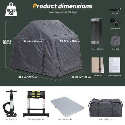 Pompowany namiot dachowy z materacem