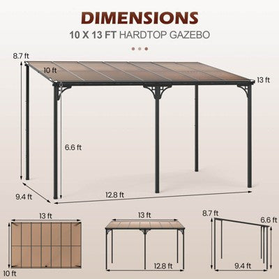Przyścienna pergola 10×13 z dachem PC